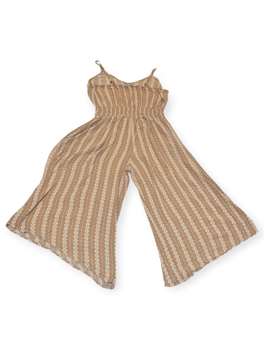 Zenobia Striped Beige Wide-Leg Jumpsuit with Smocked Waist Size 1XL - Picture 2 of 8
